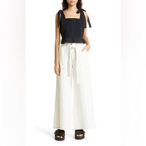 FARM Rio Black Top with Cream Wide Leg Pants